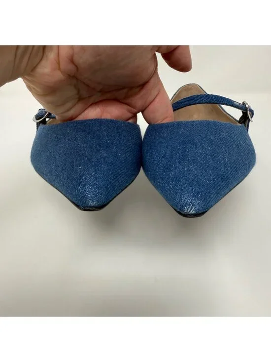 New Stuart Weitzman Emilia Mary Jane Ballerina Flats Denim Sz 8 - Picture 9 of 14